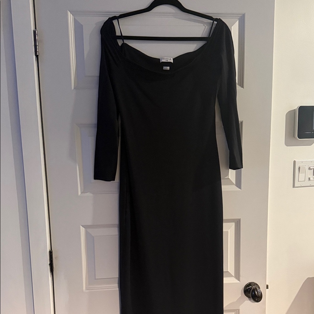 Aritzia Contour Black Longsleeve Off the Shoulder Maxi Dress